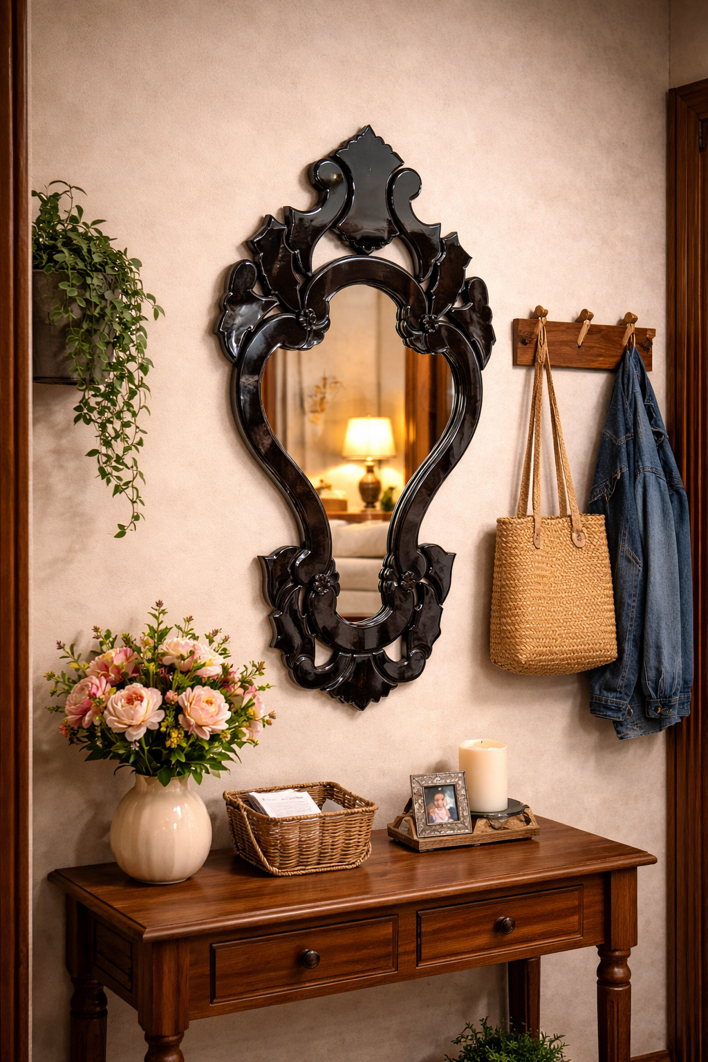 Ebony Baroque Accent Mirror thumbnail